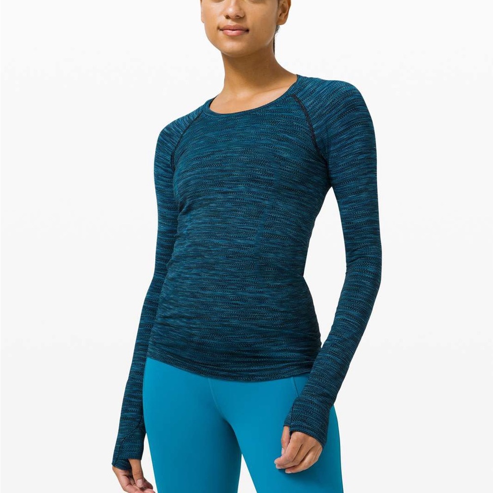lululemon athletica Blue Teal Long Sleeve Seamless Top